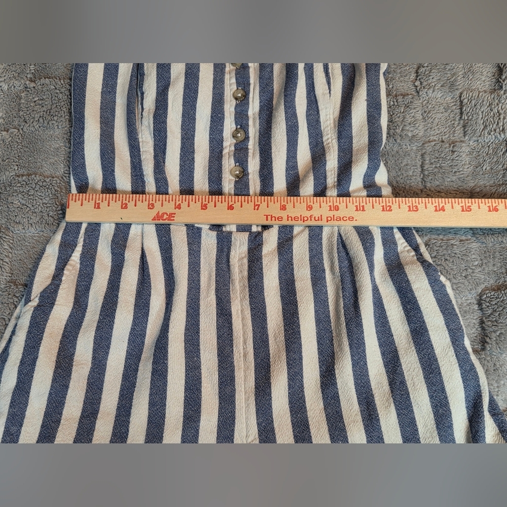 Hollister Womens M Sleeveless Romper Shorts Blue/white Elastic Back Half Button - Picture 7 of 15